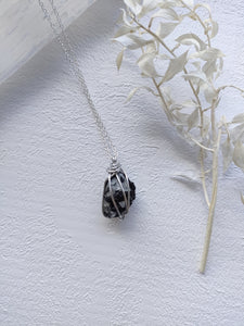 Black Tourmaline - Clear Quartz Silver Chain