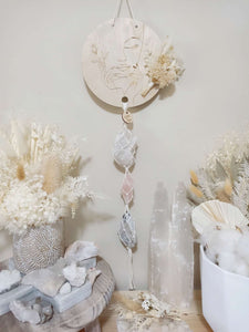 Clear Quartz - Rose Quartz - Moonstone Line Art Botanical