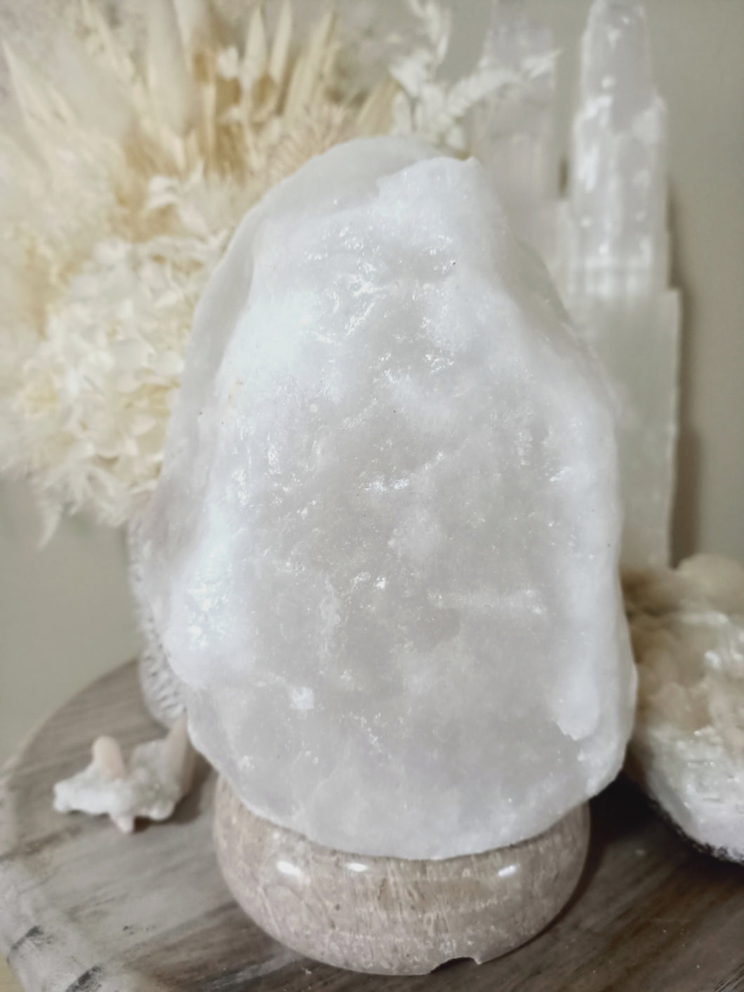 White Himalayan Salt Lamp With Cord and Globe