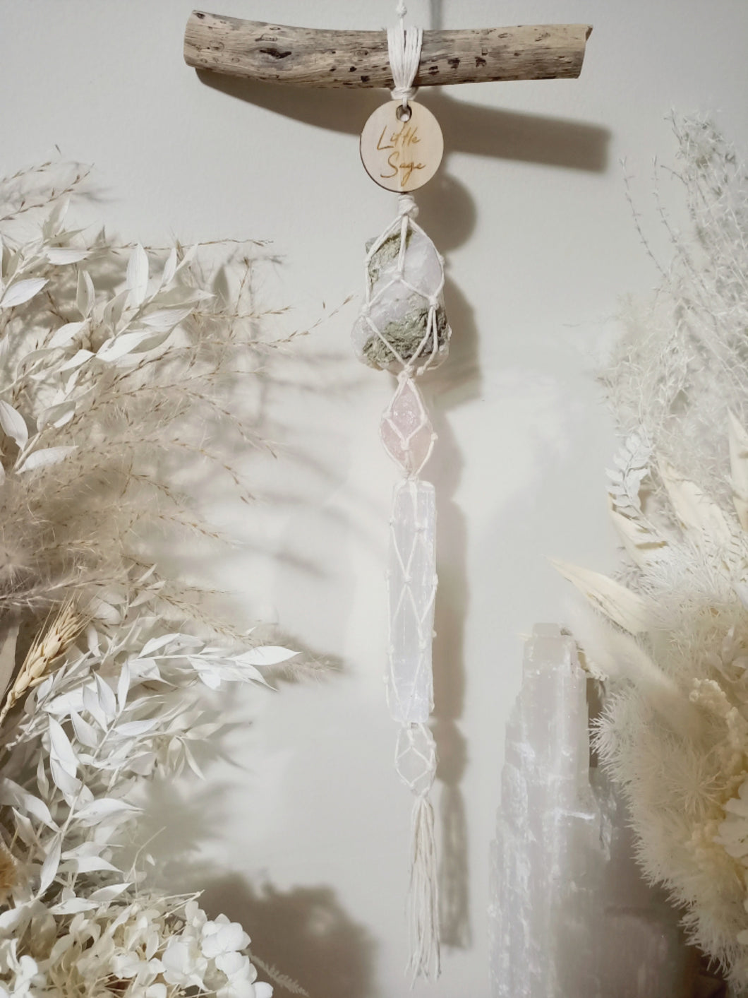 Green Tourmaline - Rose Quartz - Selenite - Clear Quartz