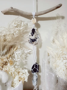 Black Tourmaline with Quartz - Selenite - Obsidian - Moonstone