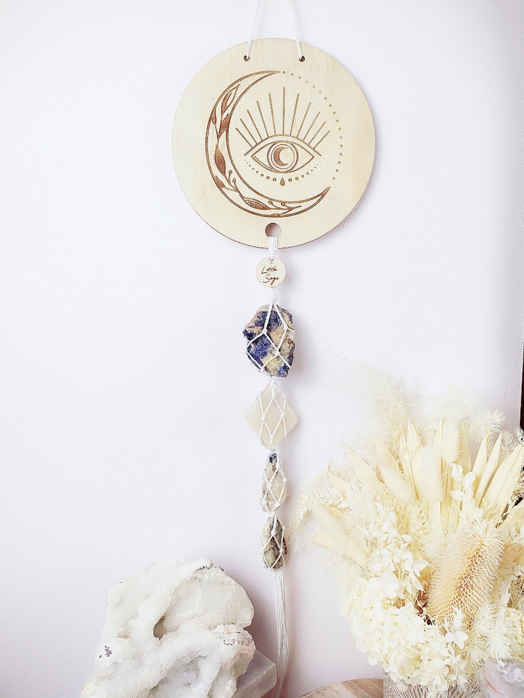 • Perfectly Imperfect • Sodalite - White Calcite - Kyanite - Golden Beryl Line Art