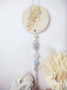 • Perfectly Imperfect • Moonstone - White Calcite - Blue Calcite - Golden Beryl Line Art