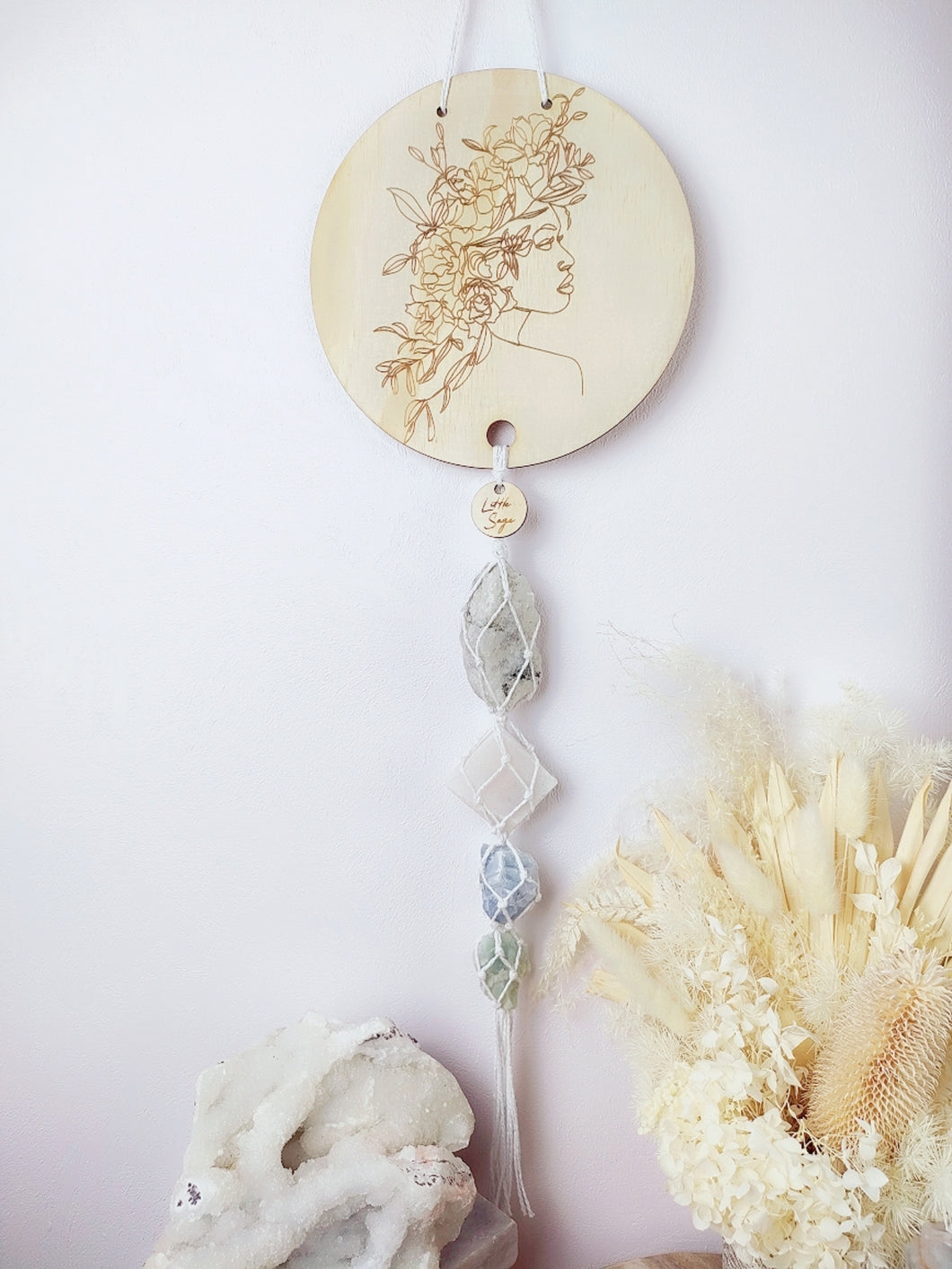 • Perfectly Imperfect • Moonstone - White Calcite - Blue Calcite - Golden Beryl Line Art
