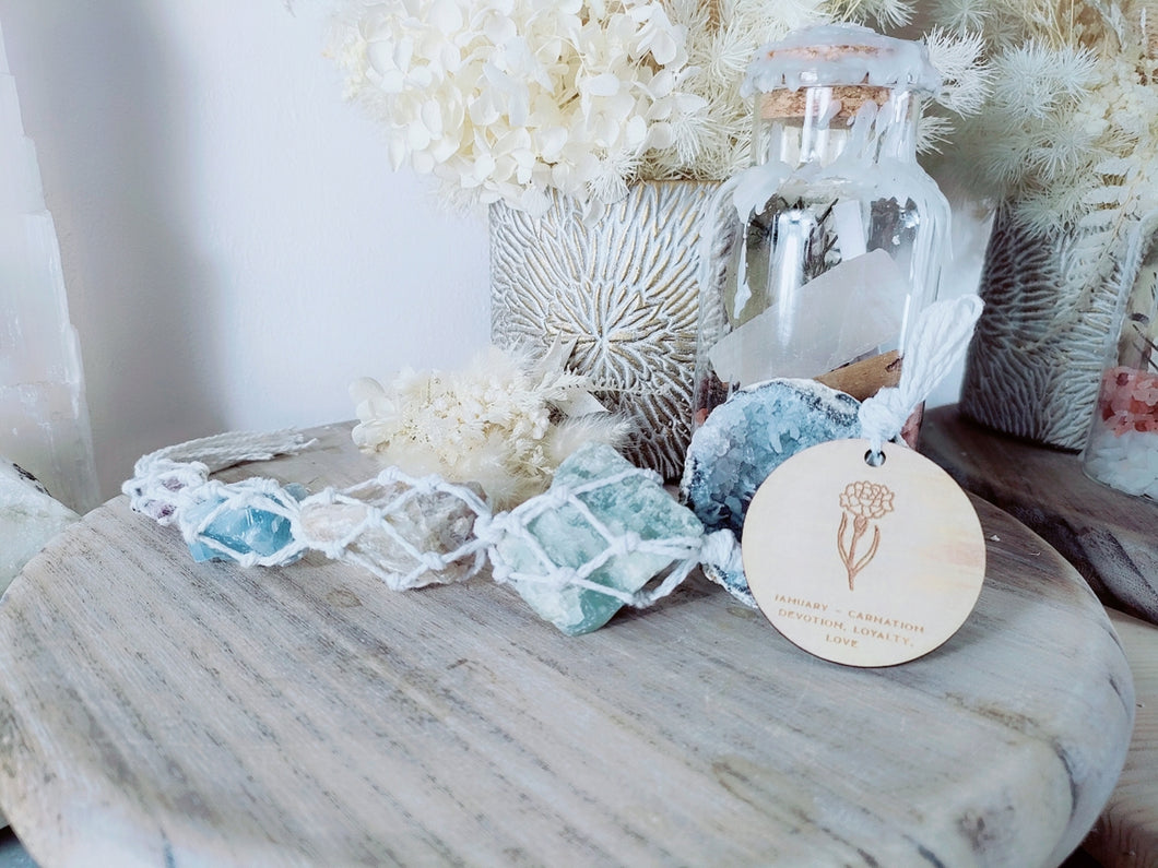 Birth Flower + Crystal Wall Hanging
